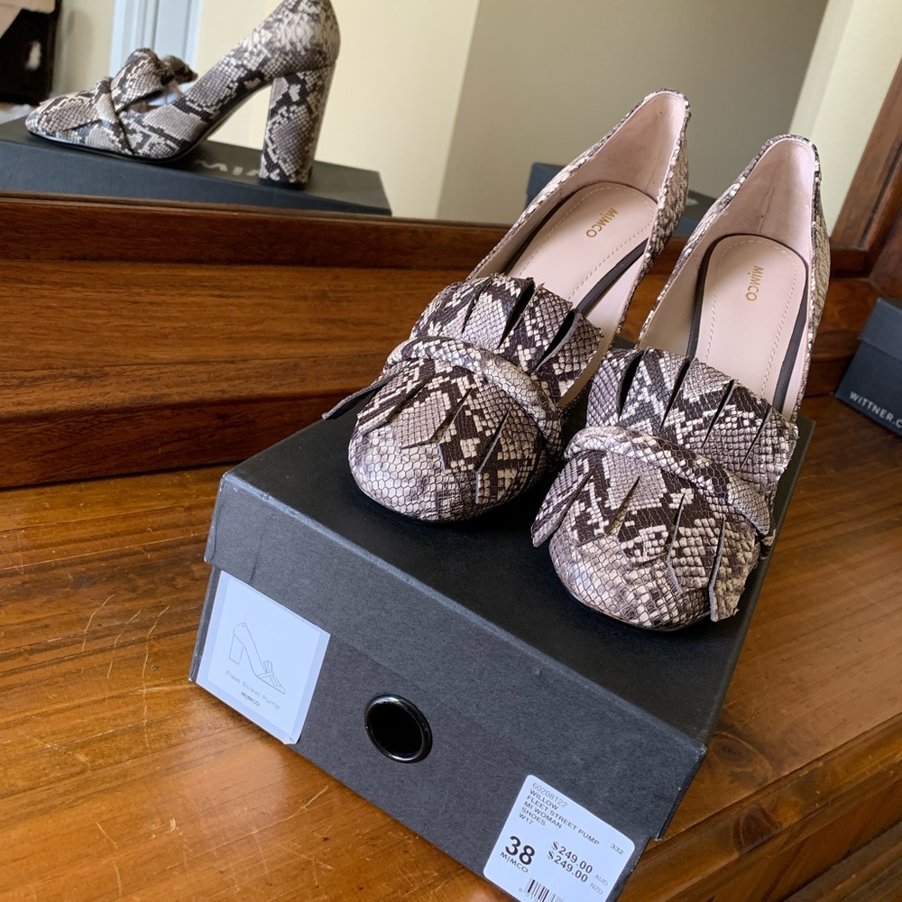 MIMCO Ladies Leather Block High Heel Pumps
